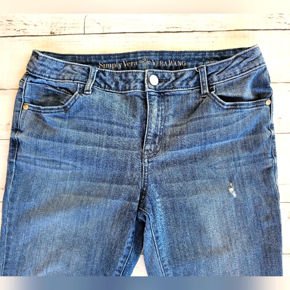 Simply Vera by Vera Wang Skinny Denim Jeans Distressed Stretchy Size 10 Regular - Picture 5 of 9